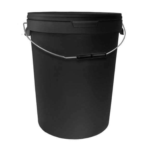25 litre Black Plastic Bucket and Lid