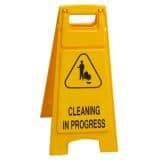 A Frame Cleaning in Progress Sign