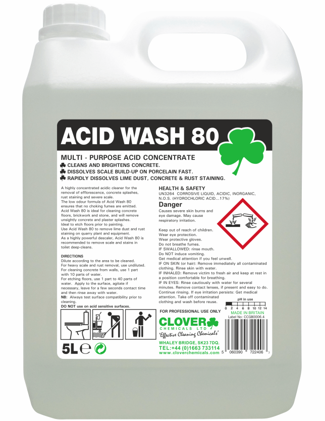 Clover Acid Wash 80 Descaler 1 X 5 Litres