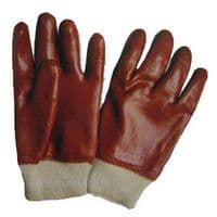 Red PVC Knitted Wrist Gloves