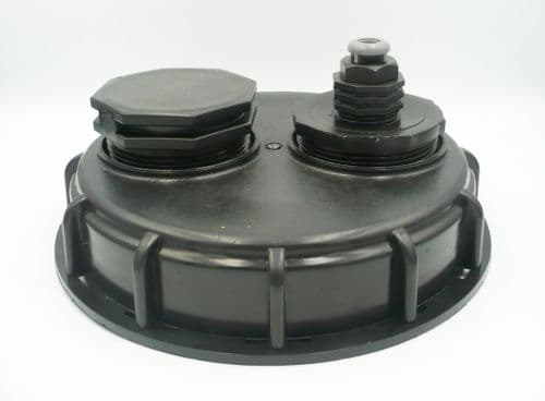 150mm (6") Top Fill Cap with 2 x 2" BSP Inlets, Removable Plug +Anti-Vacuum Vent