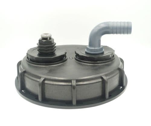 150mm (6") Top Fill Cap with Anti-Vacuum Vent & angled hose tail