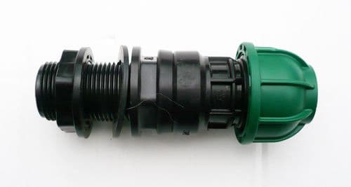 3/4" BSP Tank Adapter to Straight Compression Connector. MDPE. Alkathene.
