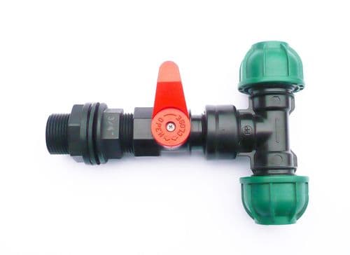 3/4" BSP Tank Adapter to TWIN Straight Compression Connector. MDPE. Alkathene.