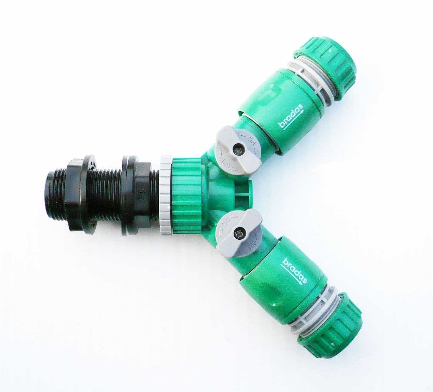 3/4"BSP Tank Adapter &TWIN SnapOn garden hose connectors C/w 2 hose