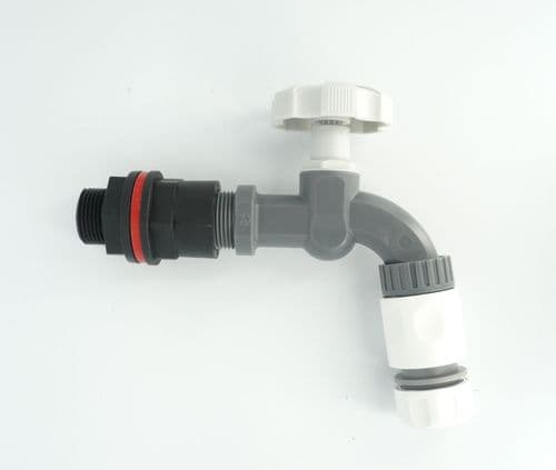 3/4"Tank/Water Butt/ Adapter to polypropylene bib tap c/w 1/2" snap on connector