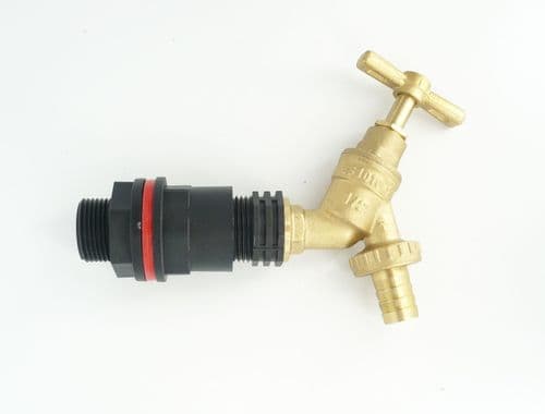 3/4"Tank / Water Butt / IBC Adapter to brass bib tap and 1/2" garden hose tail