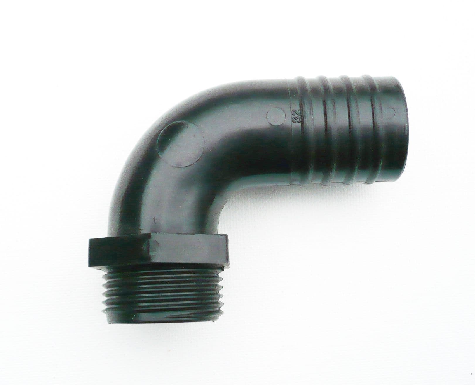 Angled Hose Tail Connector Barbed to Male BSP Thread