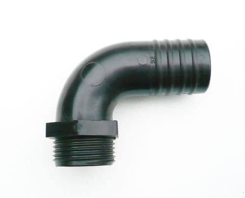 Angled Hose Tail Connector. Barbed to Male BSP Thread.
