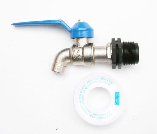 Brass Mini Lever type Water Butt Tap to Polypropylene 3/4" BSP Male Thead.