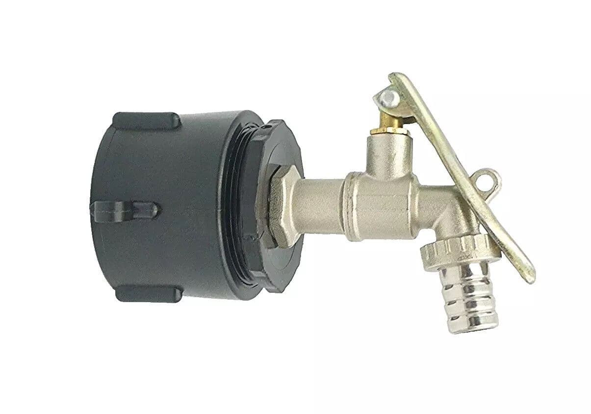 Heavy Duty IBC Cap S60X6 to LOCKABLE Plated Brass Lever Tap With 3/4 ...