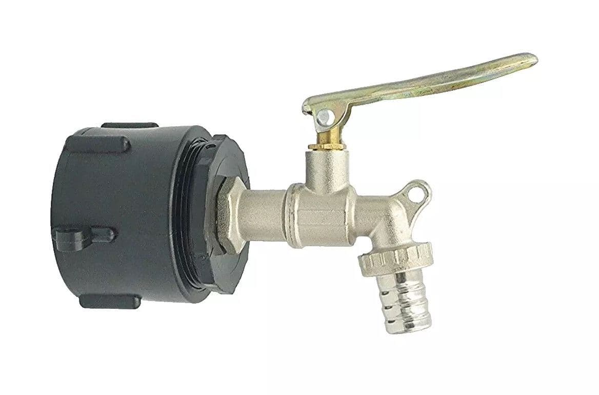 Heavy Duty IBC Cap S60X6 to LOCKABLE Plated Brass Lever Tap With 3/4 ...