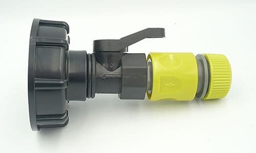 IBC ADAPTER (S60X6) to PP BALL VALVE & Snap-On Connector. C/w Hose Connector