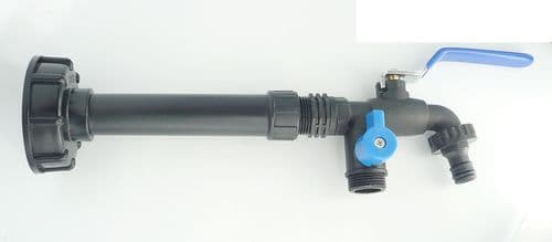 IBC ADAPTER to Water Filter & Polypropylene cased brass lever tap (Twin outlets)