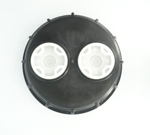 IBC storage tank top fill cap 6" coarse thread with 2 x 2" bsp threaded inlet