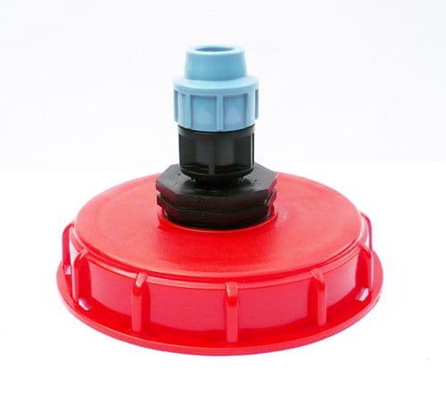 IBC Storage Tank Topfill Cap (6" Coarse Thread) with Straight MDPE Compression Inlet