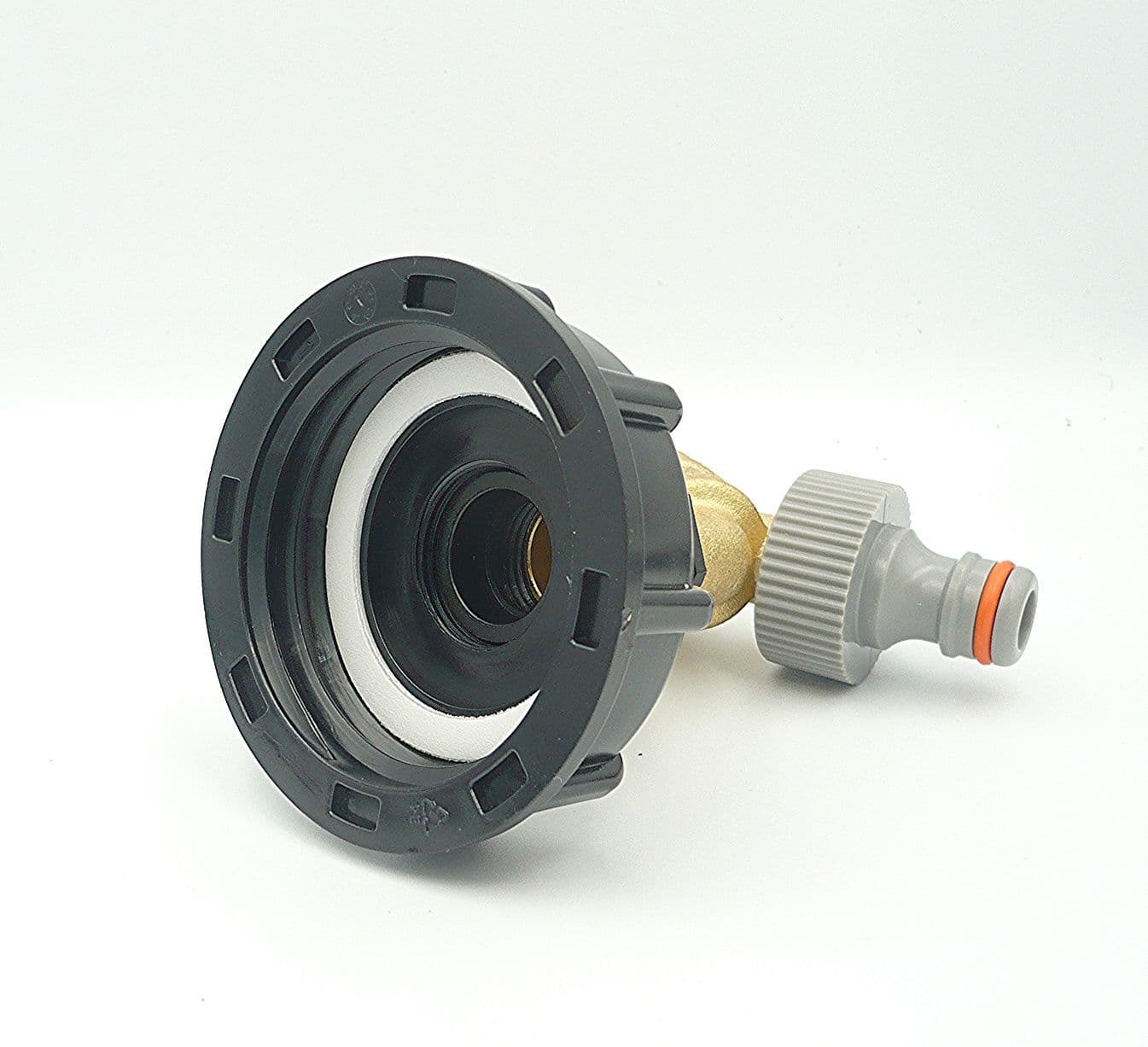 Adaptador De Latón Para Depósito IBC De 1000 L, Rosca Fina S60x6 De 2", Con Grifo Y Conector De Manguera