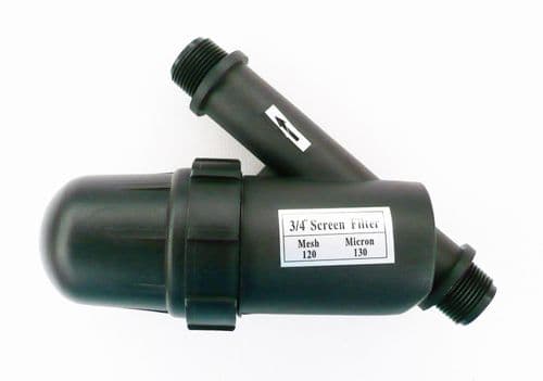 In-Line Bottle Type Water Filter. 120 Mesh. 130 Micron. 3/4" BSP male threads