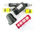 In-Line Bottle Type Water Filter. 120 Mesh. 130 Micron. Snap-On Hose Connectors