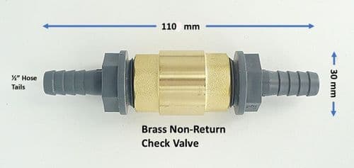 IN LINE BRASS SPRING CHECK NON RETURN VALVE WITH BARBED HOSE TAIL FITTINGS