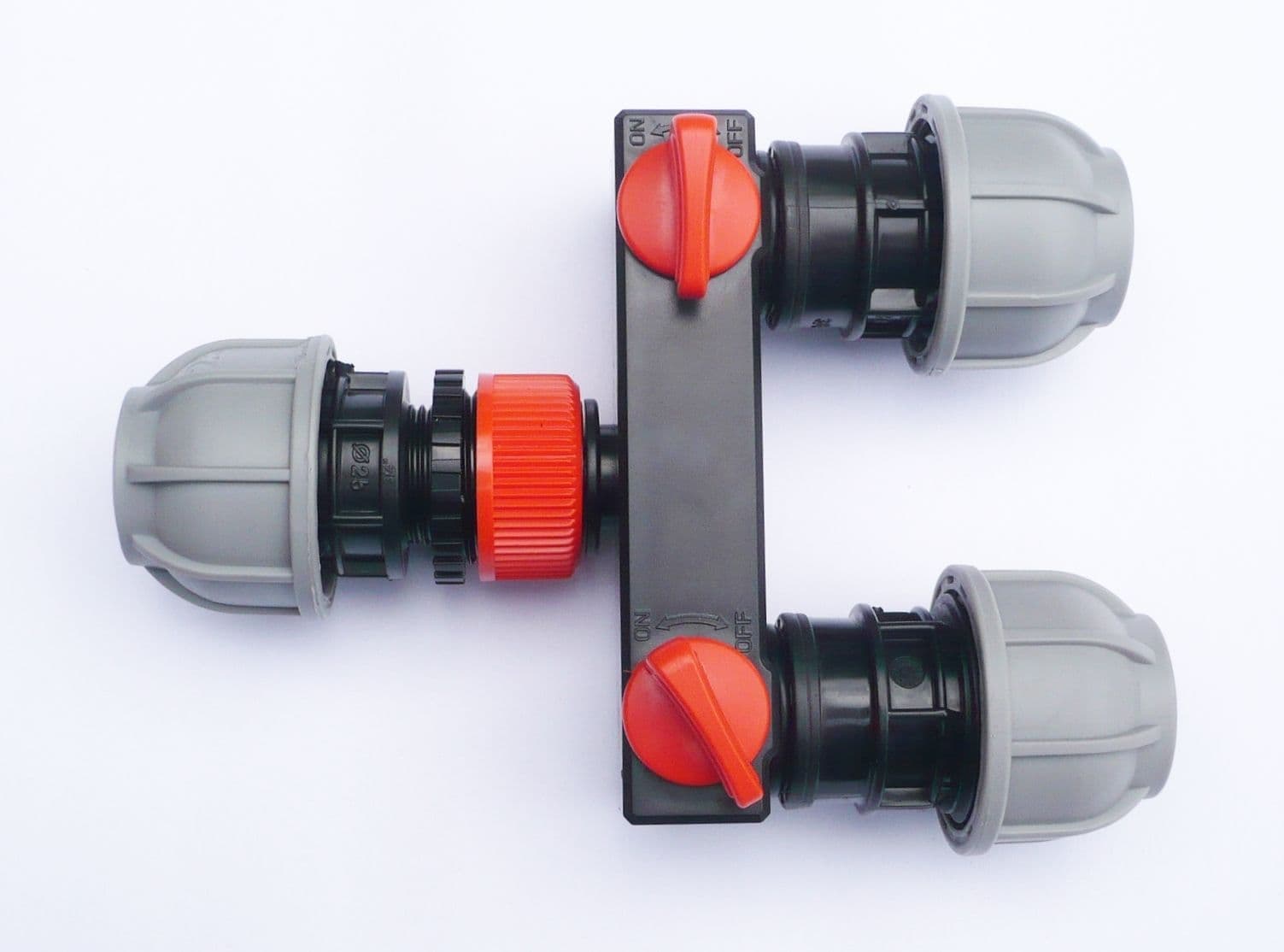 MDPE Compression Pipe Joiner/Splitter 2Way with Switched Manifold