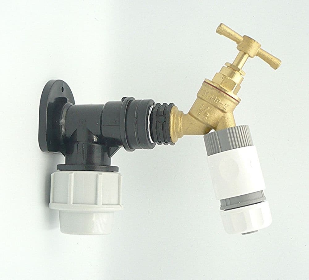 MDPE Compression Wall Plate Elbow 25mm with 1/2