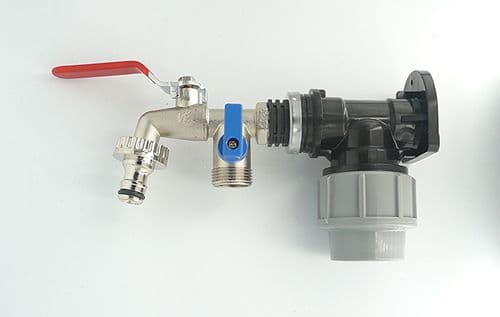 MDPE Compression Wall Plate Elbow(32mm) with 1/2" Nickel Plated Brass Double Tap