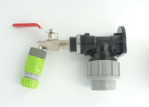 MDPE Compression Wall Plate Elbow (32mm) with 1/2" Nickel Plated Brass Lever Tap (1)