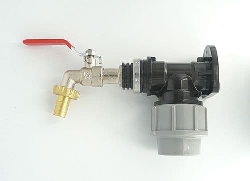 MDPE Compression Wall Plate Elbow (32mm) with 1/2" Nickel Plated Brass Lever Tap