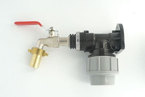 MDPE Compression Wall Plate Elbow (32mm) with 1/2" Nickel Plated Brass Lever Tap (3)