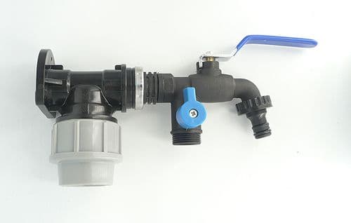 MDPE Wall plate (32 mm) to Polypropylene cased brass lever tap c/w Twin outlets