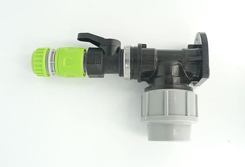 MDPE Wall Plate Elbow (32mm) to On/Off Valve & 1/2" Snap-On Hose Fittings