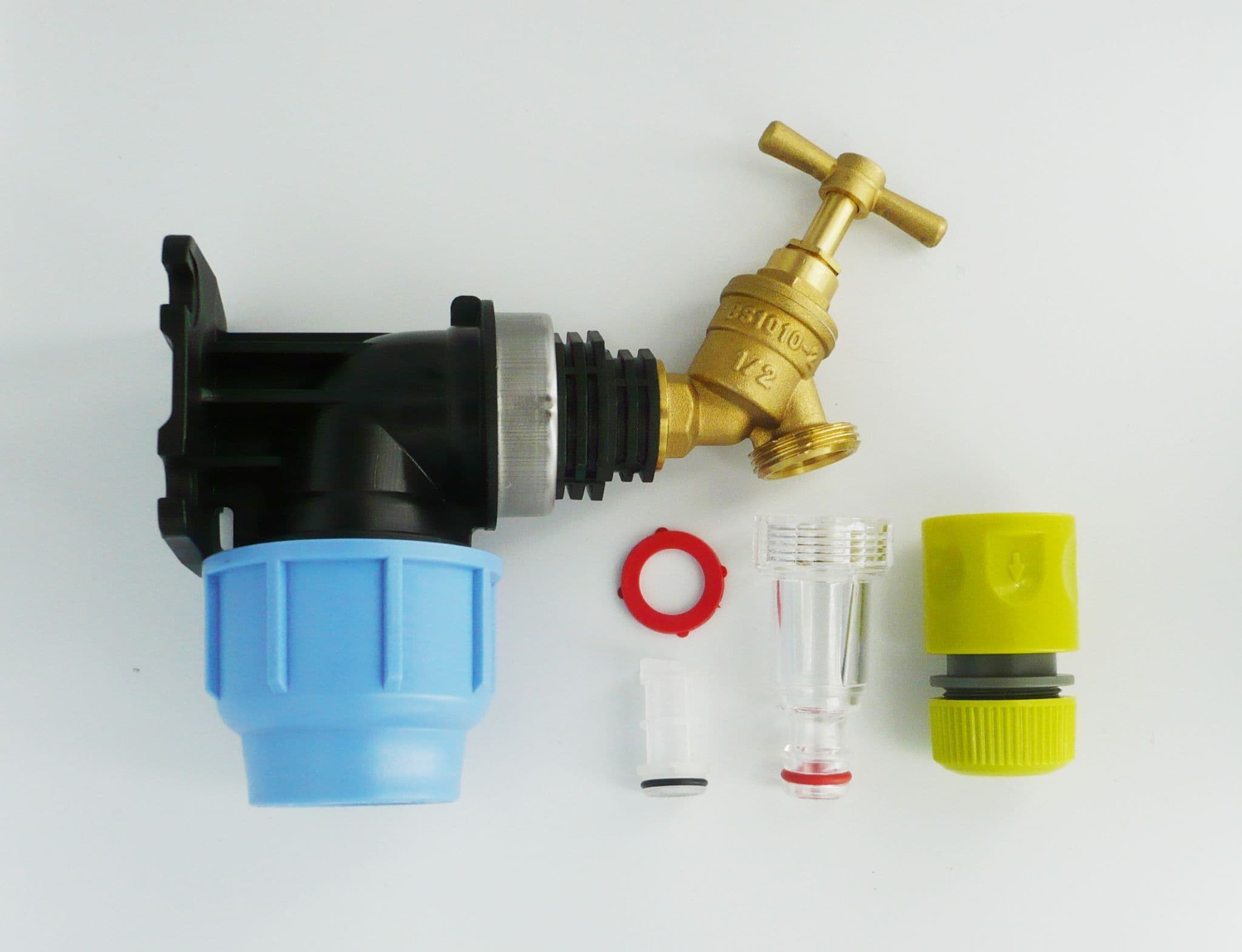 MDPE Wall Plate Elbow 32mm With In-Line On/Off Ball Valve & 1/2" Hose Tail
