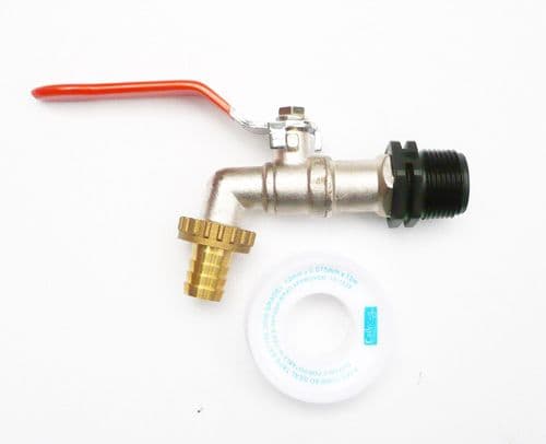 Nickle Plated Brass Lever Water Butt Tap to Polypropylene 3/4" BSP Male Thead.