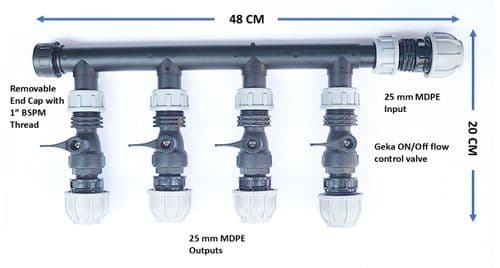 Pipe Joining Manifold with MDPE Outlets, Flow Control Valves & 1'' BSPM inlet