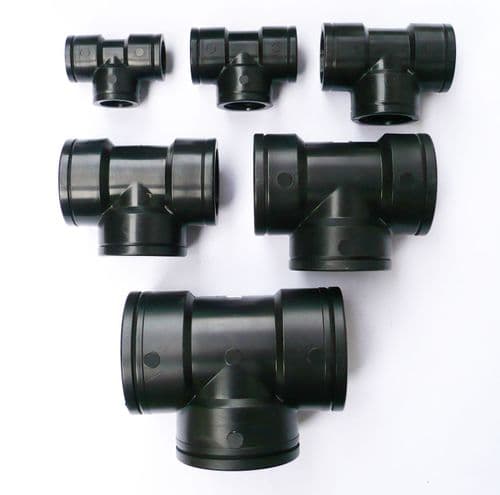PP TEE Pieces. 3 x Female BSP Fine Thread. Irrigation Ponds IBC Pipe Joints
