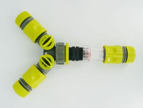 Snap On 3 Way Hose Splitter, Fine Gauze Filter, 2 ON/OFF Taps + Hose Connectors