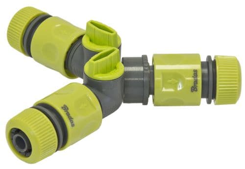 Snap On 3 Way Hose Splitter INLINE with 2 ON/OFF Taps + 3 Female Hose Connectors