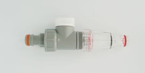 Snap On Hose joiner with fine mesh filter and On/Off valve