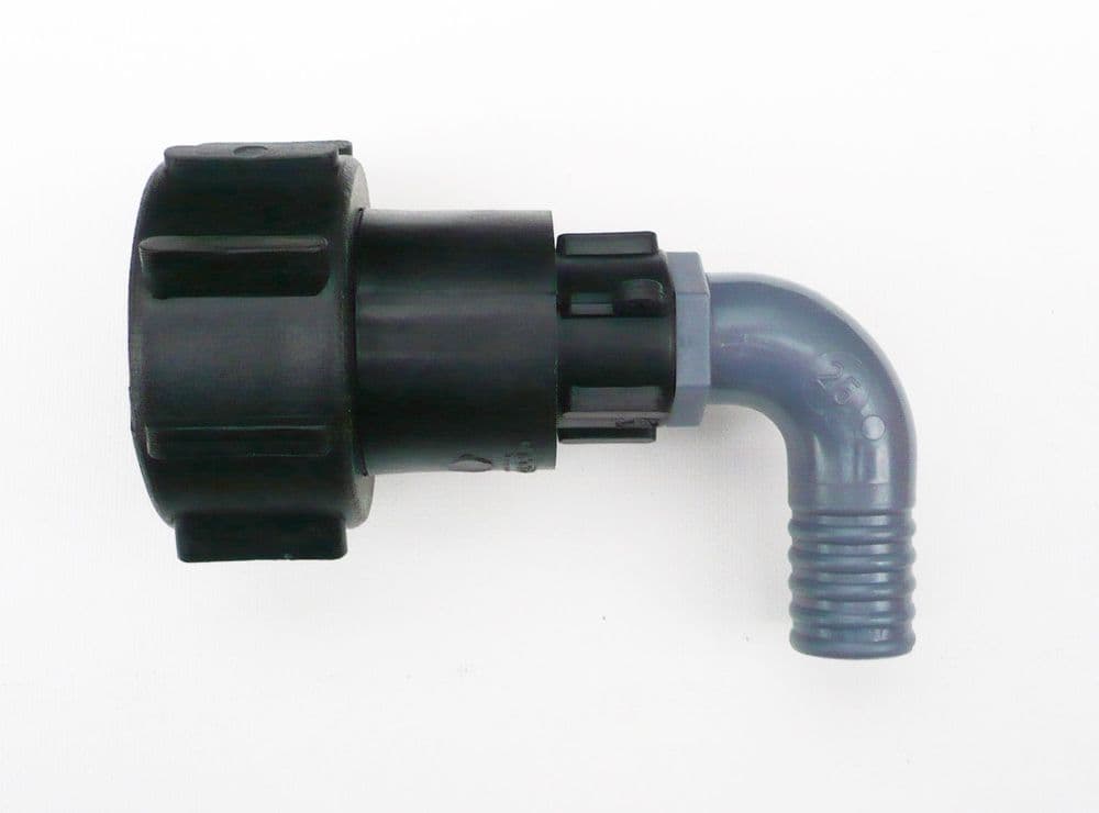 Super Heavy Duty SWIVELLING IBC Adapter to Angled Hose Tail