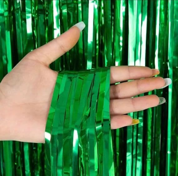 Green Foil Curtains ( 1m x 2m drop ) Maild mubarak decoration