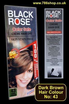 Hair Colour tube ( No: 43 Dark Brown ) By: Black Rose ( NEW ) Ammonia Free