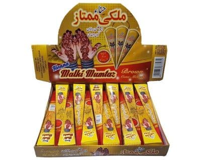 HENNA MALKI MUMTAZ, 100% NATURAL (NO PPDs), MEHNDI CONES, FRESH QUALITY (brown)