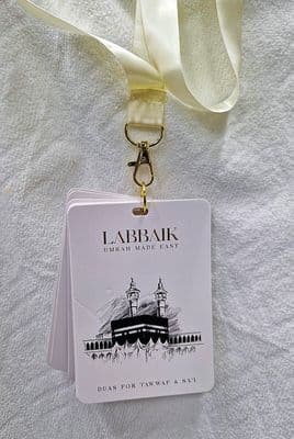 Islamic Dua Cards ( Labbaik ) Arabic - English Cards with sting / umrah duas NEW