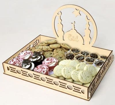 Islamic Ramadan wood serving tray design wooden Special tray for eid