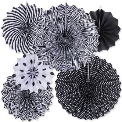 Paper fans ( ideal for Umrah, eid, ramadan & weddings ) Black & White design mix