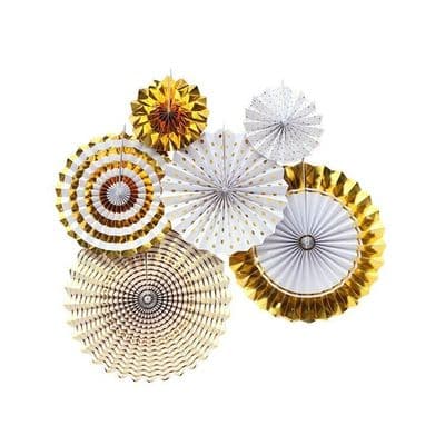 Paper fans ( ideal for Umrah, eid, ramadan & weddings ) Gold & White design mix