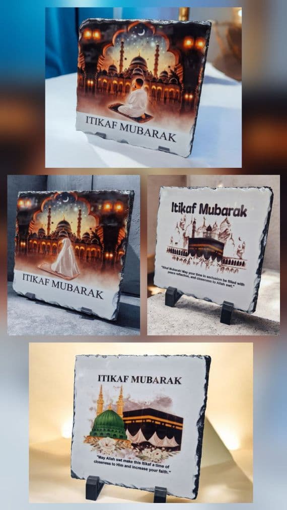Ramadan end Decorative Islamic Slate Ornament itikaf Mubarak Gift ( makkah ) New