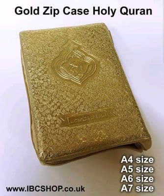 Small Arabic Quran with Gold case with zip, Madrasha, Masjid, Childern,Travel