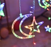 Star & moon led curtain string lights, eid & ramadan mubarak decoration for home